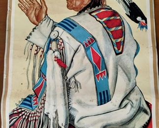 Original Winold Reiss Vintage Poster Empire Builder Train Crow Chief Blackfeet Indian Montana 1956