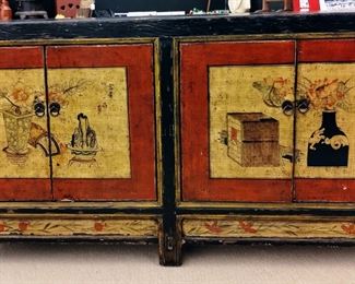 Late 19th Century Antique Chinese Mongolia Credenza, Sideboard, Buffet Table / hand painted / beautiful condition 