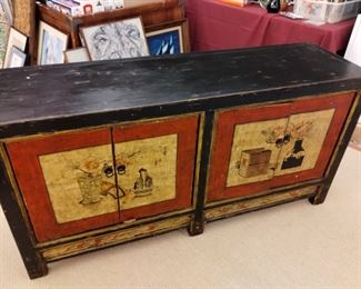 Late 19th Century Antique Chinese Mongolia Credenza, Sideboard, Buffet Table / hand painted / beautiful condition 