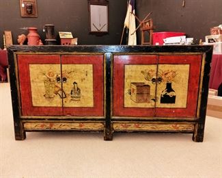 Late 19th Century Antique Chinese Mongolia Credenza, Sideboard, Buffet Table / hand painted / beautiful condition 