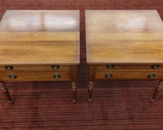 Beautiful set of two, Vintage Stickley Two Drawer Solid Cherry Americana Style Side Tables - Amazing condition!!
