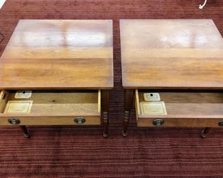 Beautiful set of two, Vintage Stickley Two Drawer Solid Cherry Americana Style Side Tables - Amazing condition!!