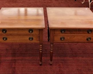 Beautiful set of two, Vintage Stickley Two Drawer Solid Cherry Americana Style Side Tables - Amazing condition!!
