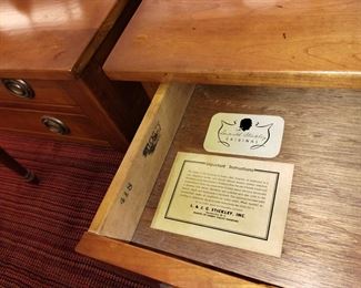 Beautiful set of two, Vintage Stickley Two Drawer Solid Cherry Americana Style Side Tables - Amazing condition!!