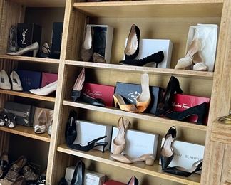 Prada, Salvatore Ferragamo, Manolo Blahnik, Gucci, and Roger Vivier.