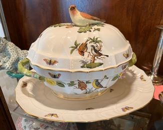 Herend Rothschild Bird Tureen and  Underplate 