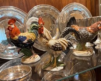 Sterling Silver Chargers and goblets with Dresden Porcelain