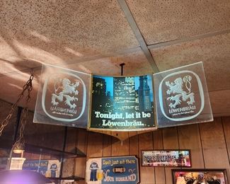 Vintage Lowenbrau  Rotating Beer Sign