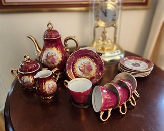 Burgundy Lustreware Tea Set