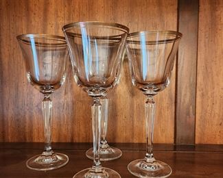 Gold Rimmed  Crystal Stemware