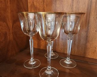  Gold Rimmed  Crystal Stemware