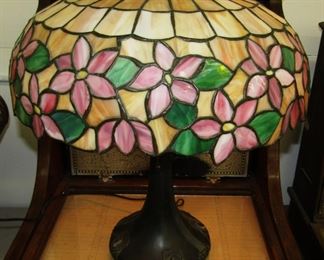 Antique Slag Glass Table Lamp