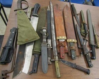 World War II bayonets and machetes