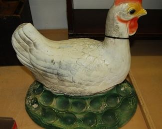 antique chalkware Egg chicken Store display