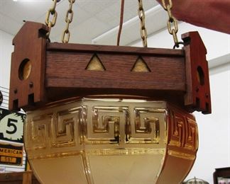 Arts and Crafts Mission hanging Greek key light Fixture