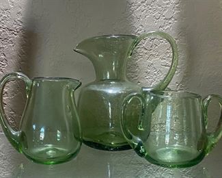Hand Blown Green Glass 