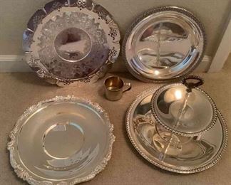 Sterling Silver Cup Silver Plated Trays