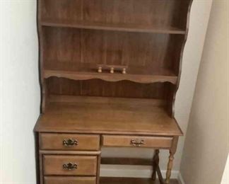 Wooden Desk With Hutch
