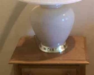 Wooden Night Stand And Lamp
