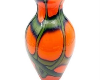 Lot 079 14 Bid(s)
Czechoslovakia Art Glass Orange & Green Vine Vase