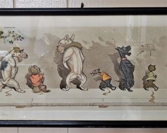 Vintage Boris O'Klein Dirty Dogs print. It was purchased in Paris in the 60's