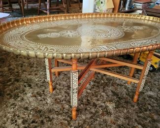 Vintage brass tray top coffee table