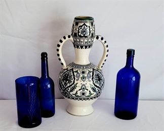 Blue Floral, Etched Vase Cobalt Collection