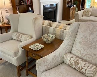 Ethan Allen wing back chairs and table