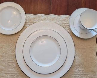 Lenox Clasics Collection "Opal Innocence", 42 pieces, 8 each Dinner, Salad, Bread, saucers, and 10 cups
