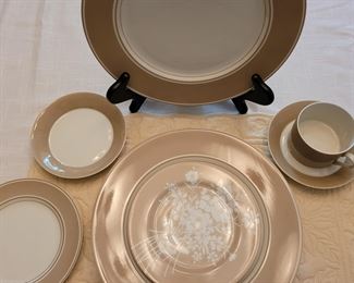 Fitz and Floyd Silhouette Bouquet Taupe, 19 pcs total