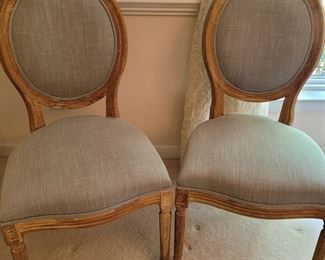 Pier One French Country upholstered carved chairs