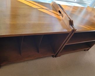 Ethan Allen record album storage tables-set of two and Ethan Allen small table with shelf