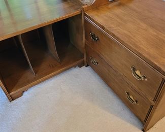 Ethan Allen record album storage table and small table/nightstand with drawers