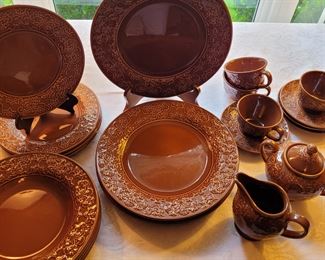 Biltmore For Your Home, Phoebe, Chocolate Brown, embossed flowers and scrolls, 18 pieces