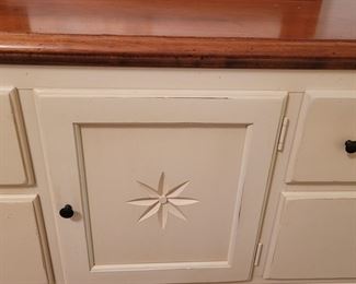 Detail of painted long Country Crossings Ethan Allen dresser