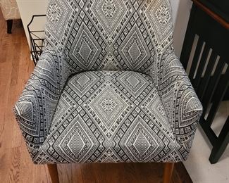 Pier One upholstered chair, black and white print