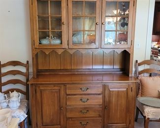 Ethan Allen Circa 1776 China Cabinet with antique seeded glass