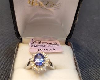 Diamond and sapphire ring