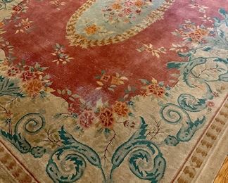 Wool Rug (floral center) - approx. 9' x 12'