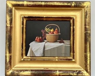 "Fruit Basket," Oil on Board Signed Jane Mihalik - 9.25" x 8.25"