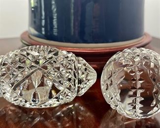 Waterford Crystal Super Bowl Football (left) & Waterford Red Sox Baseball (right)