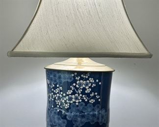 Blue & White Lamp with Cherry Blossoms