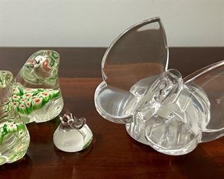 (2) Glass Frogs & Waterford Butterfly