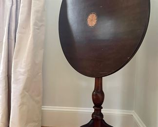 Antique Inlaid Tilt Top Table with Paw Feet