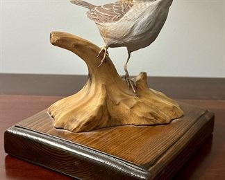 Carved Chipping Sparrow, Signed