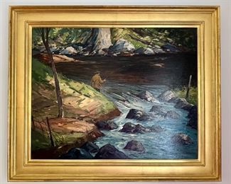 "Trout Brook" Oil on Canvas, Signed John F. Enser- 37.25" x 31.25"