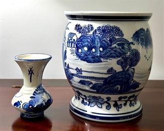 Delft Vase (left) & Planter 