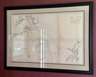 Antique Ipswich & Annisquam Harbors Framed Map