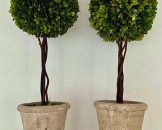 (2) Faux Boxwood Topiaries