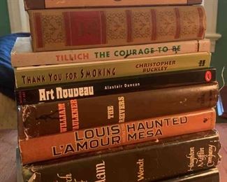 Assorted Hardback Vintage Novels Art, Faulkner, Lamour 